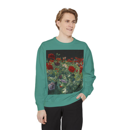 Poppies (A Study of Poppies for Carnation, Lily, Lily, Rose) by John Singer Sargent Unisex Garment-Dyed Sweatshirt