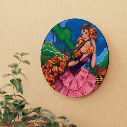 Enchanted Elegance Acrylic Wall Clock, Round and Square