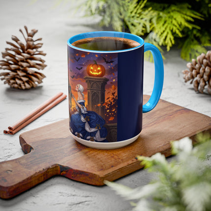 🎃💙 The Pumpkin Lantern Courtship Colorful Mug – Romantic Halloween Elegance