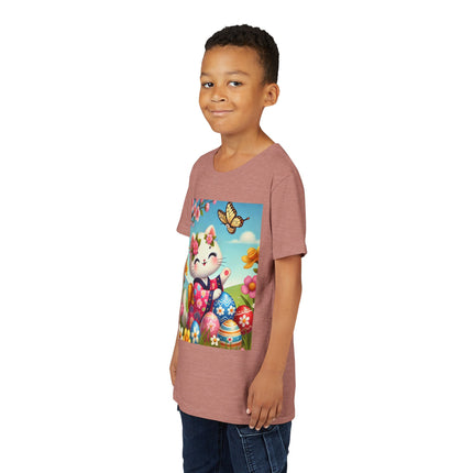 Easter Kitten and Painted Eggs Youth Short Sleeve Tee