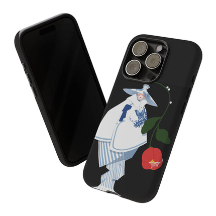 Blue & White Porcelain Geisha Phone Case – Elegant Mystery & Floral Grace