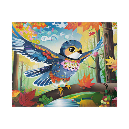 Baby Hawk Plays in Forest Matte Canvas, Stretched, 0.75"