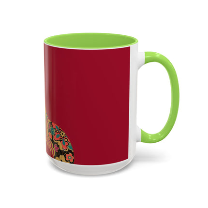 Butterfly Empress of the Crimson Pavilion Colorful Mug (11oz, 15oz) – Art Deco Beauty, Butterfly Elegance & Ornamental Style