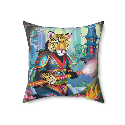 Cyberpunk Leopard Spun Polyester Square Pillow