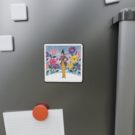 🐇🌸 The Lady With The White Rabbit Die-Cut Magnets – Art Deco Floral Whimsy