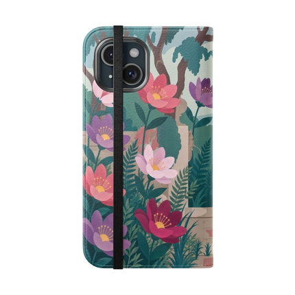 🌺🎭 The Garden Courtship Flip Case – Art Deco Floral Romance