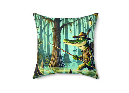 Swamp Stalker Spun Polyester Square Pillow