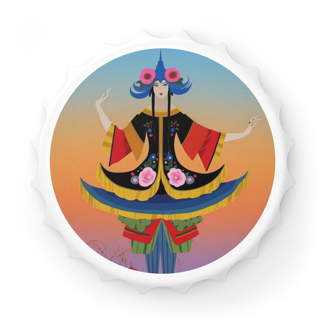 Kabuki Dancer at Twilight Bottle Opener – Elegant Performance & Vibrant Fantasy
