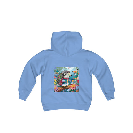 Cute Hedgehog Youth Hooded Sweatshirt – Garden Charm & Whimsical Delight