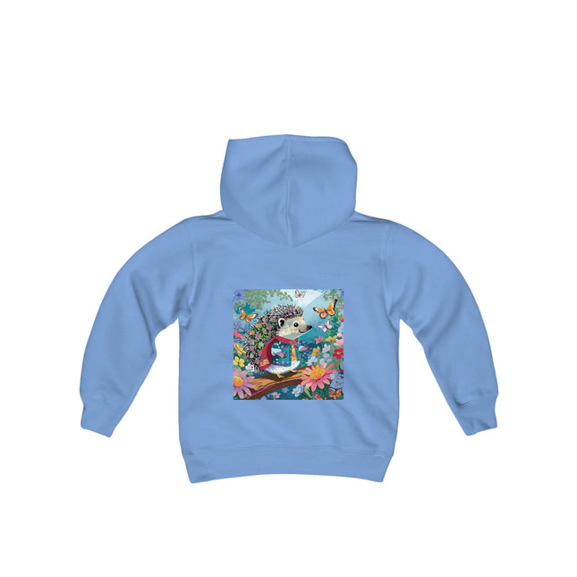 Cute Hedgehog Youth Hooded Sweatshirt – Garden Charm & Whimsical Delight