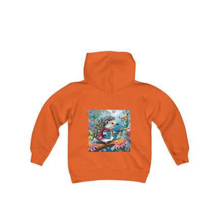 Cute Hedgehog Youth Hooded Sweatshirt – Garden Charm & Whimsical Delight