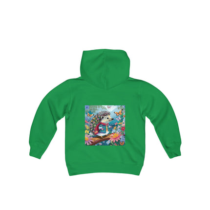 Cute Hedgehog Youth Hooded Sweatshirt – Garden Charm & Whimsical Delight