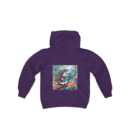 Cute Hedgehog Youth Hooded Sweatshirt – Garden Charm & Whimsical Delight