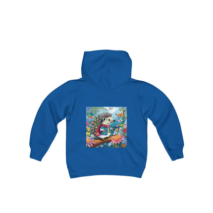 Cute Hedgehog Youth Hooded Sweatshirt – Garden Charm & Whimsical Delight