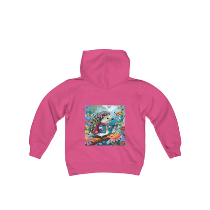 Cute Hedgehog Youth Hooded Sweatshirt – Garden Charm & Whimsical Delight
