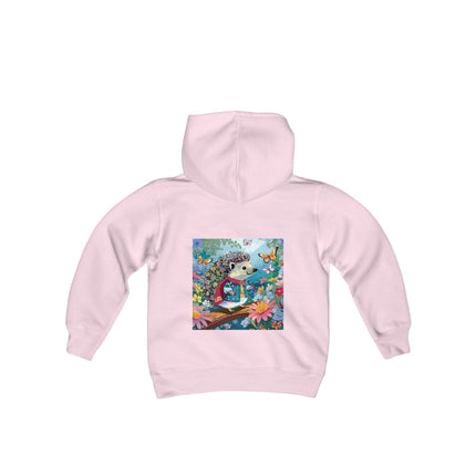Cute Hedgehog Youth Hooded Sweatshirt – Garden Charm & Whimsical Delight