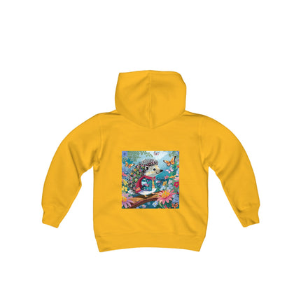 Cute Hedgehog Youth Hooded Sweatshirt – Garden Charm & Whimsical Delight