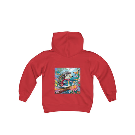 Cute Hedgehog Youth Hooded Sweatshirt – Garden Charm & Whimsical Delight