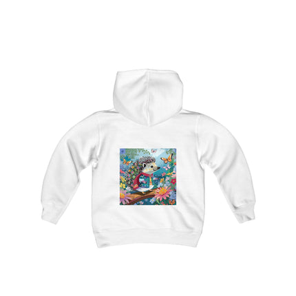 Cute Hedgehog Youth Hooded Sweatshirt – Garden Charm & Whimsical Delight