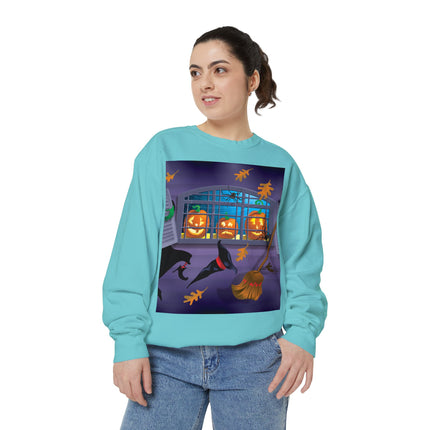 Whimsical Halloween Mischief Unisex Garment-Dyed Sweatshirt