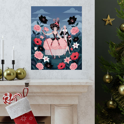 🌹🎀 The Lady Of The Grand Floral Masquerade Matte Vertical Poster – Art Deco Fashion Whimsy