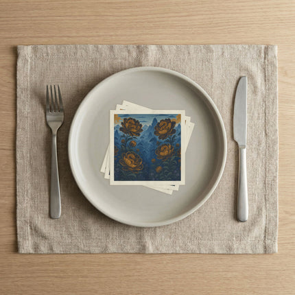 🐉🌸 The Golden Dragon Lotus Garden Napkins – Enchanted Oriental Elegance