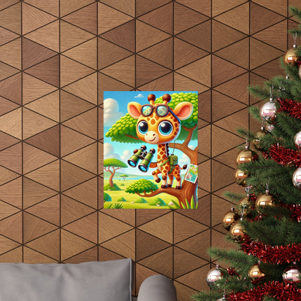 🦒🌿 Giraffe Lookout Matte Vertical Poster – Curiosity, Adventure & Joyful Discovery