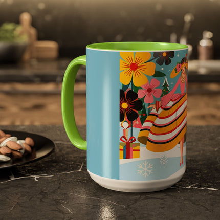 🌼🎄 The Christmas Blossom Belle Colorful Mug – Colorful Art Deco Holiday Fantasy