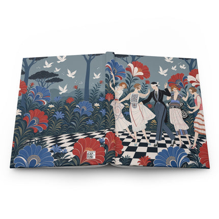 🎭🌺 The Enchanted Garden Dance Hardcover Journal – Art Deco Floral Celebration