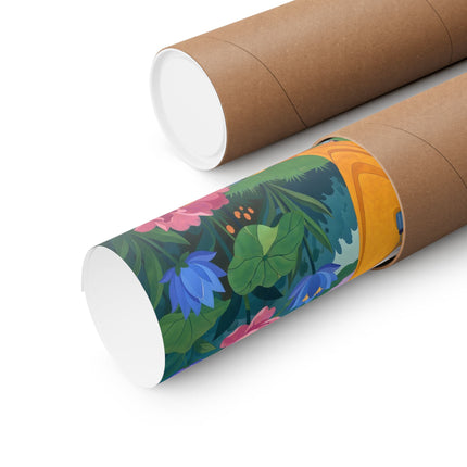 🪷✨ The Lady Of The Golden Lotus Stroll Matte Vertical Poster – Art Deco Floral Elegance