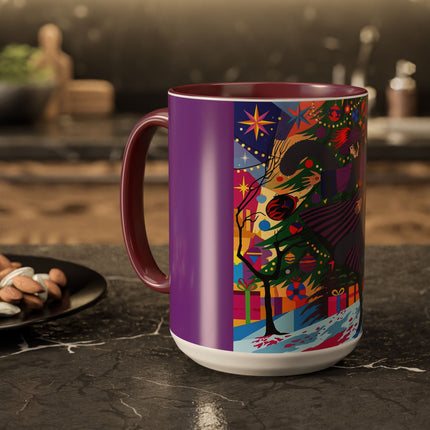 🎄✨ Christmas Among The Twinkling Trees Colorful Mug – Art Deco Holiday Fantasy