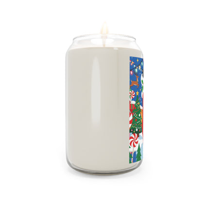 🦌🍬 The Lady Of The Peppermint Christmas Garden Scented Soy Candle – Colorful Art Deco Holiday Fantasy