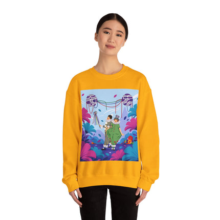 🎭🌸 The Garden Masquerade Crewneck Sweatshirt – Art Deco Floral Whimsy