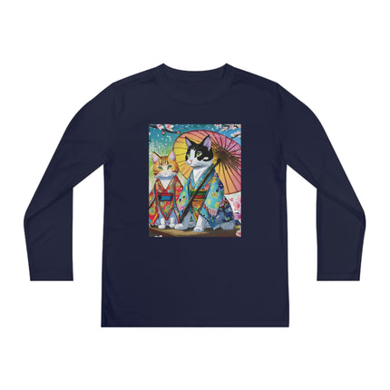 Kimono Kitties Youth Long Sleeve Competitor Tee – Anime Charm & Whimsical Elegance
