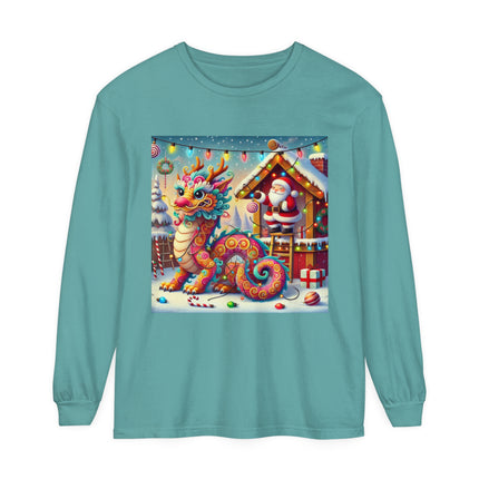 Playful Dragon's Christmas Unisex Garment-dyed Long Sleeve T-Shirt