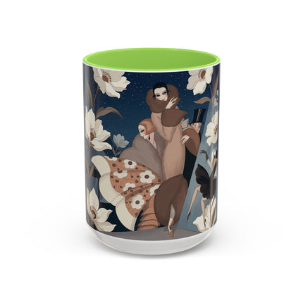 🌸✨ The Midnight Magnolia Masquerade Colorful Mug – Art Deco Nocturne