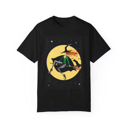 A Witch’s Moonlit Flight Unisex Garment-Dyed T-shirt
