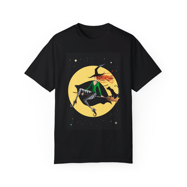 A Witch’s Moonlit Flight Unisex Garment-Dyed T-shirt