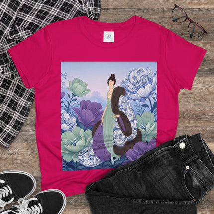 💜🌸 The Lavender Porcelain Garden Cotton Tee – Art Deco Fashion Elegance