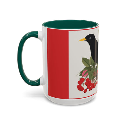 Blackbird & Rose Colorful Mugs – Timeless Elegance & Nature's Harmony