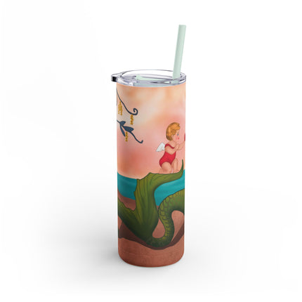 Mermaid with Parasol and Cupid by George Barbier Skinny Matte Tumbler, 20oz