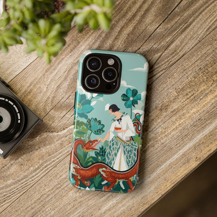 🐉🌿 The Dragon Keeper Phone Case – Art Deco Floral Fantasy