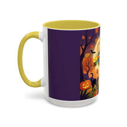 🌕🍂 Autumn Song Beneath The Harvest Moon Colorful Mug – Whimsical Halloween Charm