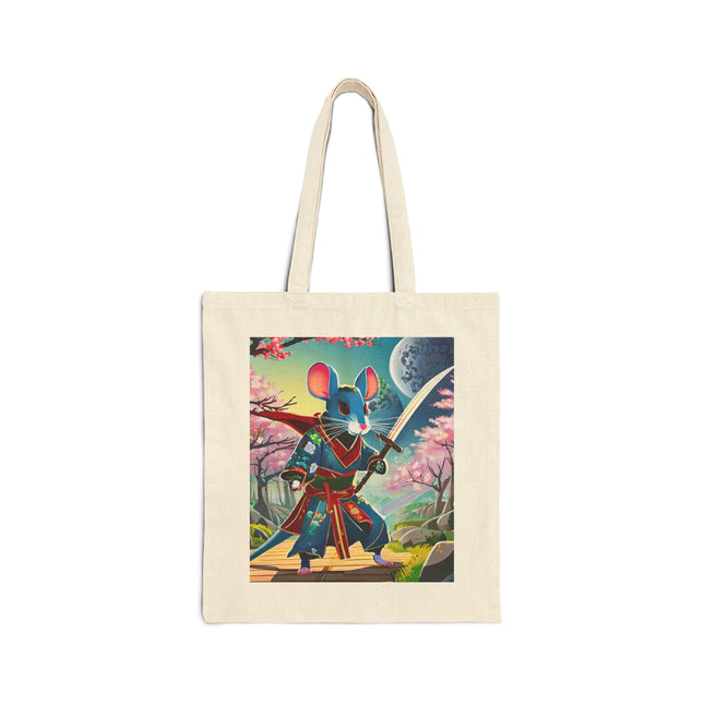 Cyber Samurai Rat Cotton Canvas Tote Bag