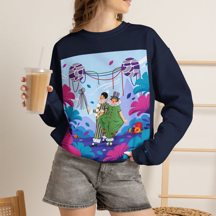 🎭🌸 The Garden Masquerade Crewneck Sweatshirt – Art Deco Floral Whimsy