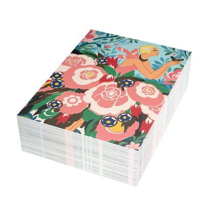 🌸🐦 The Girl Of The Little Birds Postcards With Envelopes – Art Deco Floral Whimsy