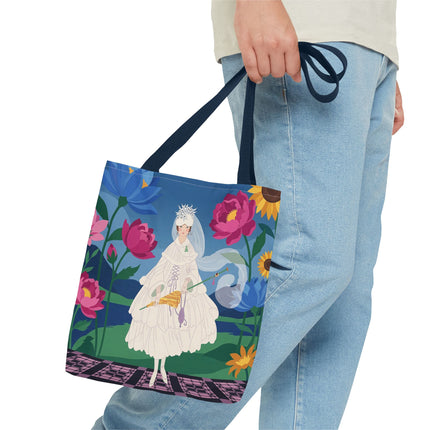 🌸👑 The Lady Of The Enchanted Flower Crown Tote Bag – Art Deco Garden Fantasy