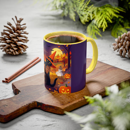 🐈‍⬛🎻 The Black Cat's Moonlit Melody Colorful Mug – Whimsical Halloween Music