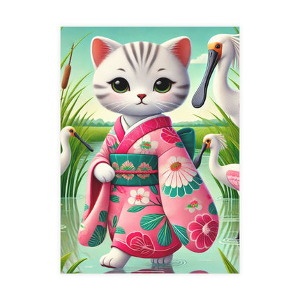 Geisha Kitten Strolls Among the Spoonbills Postcard Bundles (envelopes included) - Bundles of 10, 30, 50 Pieces