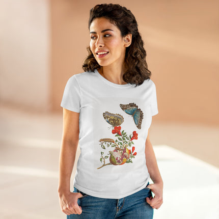 Blue Butterflies and Pomegranate Cotton Tee